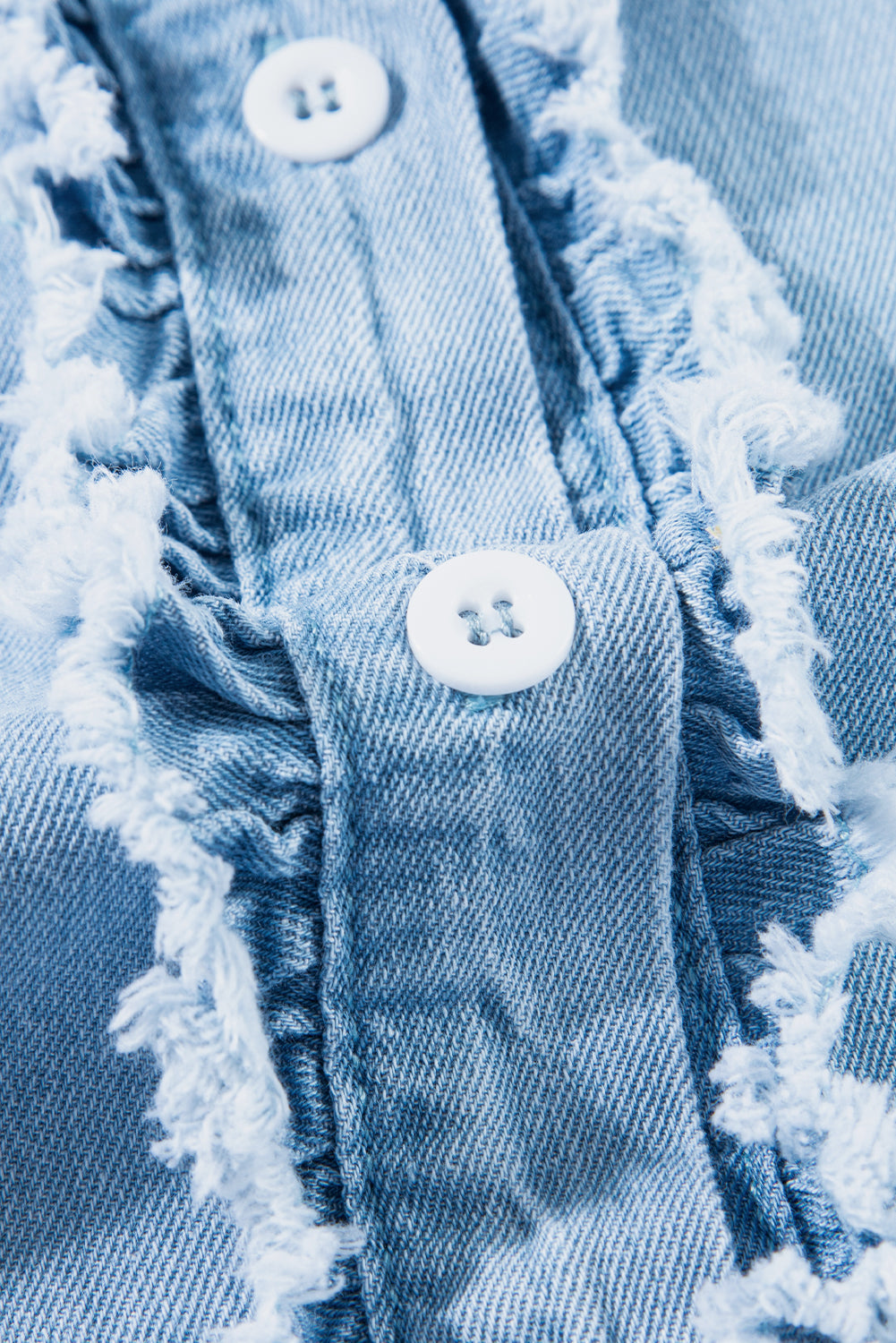 Ashlyn Ruffled Flutter Frayed Denim Top